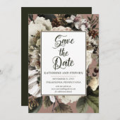 Rustic Boho Dusty Pink Floral Bouquet Save The Date (Voorkant / Achterkant)