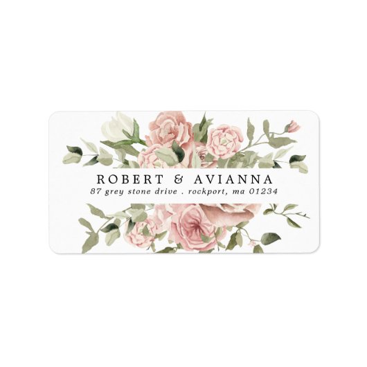 Rustic Boho Dusty Pink Rose Floral Address Label (Voorkant)