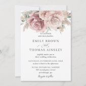 Rustic Boho Dusty Roos Blush Floral Pampas Wedding Kaart (Voorkant)