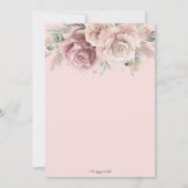 Rustic Boho Dusty Roos Blush Floral Pampas Wedding Kaart (Achterkant)