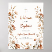 Rustic Boho Dusty Roos Wildflower Doop Welkom Poster (Voorkant)