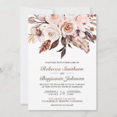 Rustic Boho Earthy Ivory Floral QR Code Weddenscha Kaart (Voorkant)
