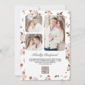 Rustic Boho Earthy Ivory Floral QR Code Weddenscha Kaart (Achterkant)