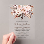 Rustic Boho Earthy Ivory Floral Wedding Acryl Uitnodigingen (Insitu (Draagbaar))
