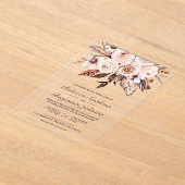 Rustic Boho Earthy Ivory Floral Wedding Acryl Uitnodigingen (Laagn)