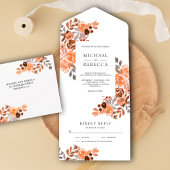 Rustic Boho Earthy Tones Terracotta Floral Wedding All In One Uitnodiging
