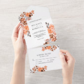 Rustic Boho Earthy Tones Terracotta Floral Wedding All In One Uitnodiging (Afscheurbaar)