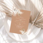 Rustic Boho Elegant Floral Casual Wedding Kaart<br><div class="desc">Deze elegante vrouwe casual huwelijksuitnodiging is perfect voor een doelbruiloft. Het ontwerp is voorzien van waterverf crème,  witte,  bruine bloemen en groen pampasgras in elegante bouquets.</div>