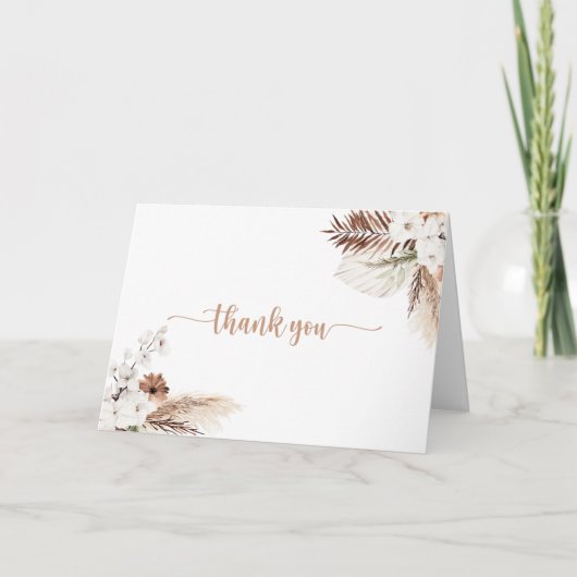 Rustic Boho Elegant Floral Folded Wedding Bedankkaart (Voorkant)