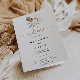 Rustic Boho Elegant Floral Folded Wedding Programm Programma