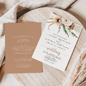 Rustic Boho Elegant Floral Front & Back Wedding Kaart