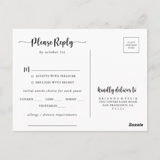 Rustic Boho Elegant Floral Menu Keuze RSVP (Achterkant)