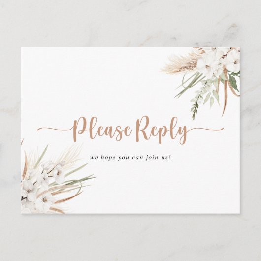 Rustic Boho Elegant Floral Menu Keuze RSVP (Voorkant)