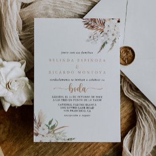 Rustic Boho Elegant Floral Spain Wedding Kaart