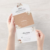 Rustic Boho Elegant Floral Wedding All In One Uitnodiging (Afscheurbaar)