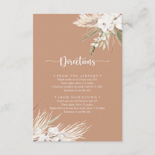 Rustic Boho Elegant Floral Wedding Directions Informatiekaartje (Voorkant)