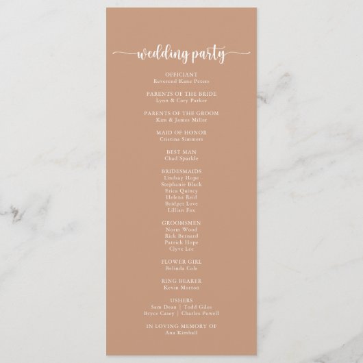 Rustic Boho Elegant Floral Wedding Programme Programmakaart (Achterkant)