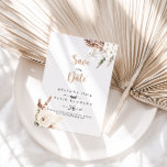 Rustic Boho Elegant Floral Wedding Save The Date<br><div class="desc">Deze mooie boho elegante florale bruiloft is perfect voor een bestemming bruiloft. Het ontwerp is voorzien van waterverf crème,  witte,  bruine bloemen en groen pampasgras in elegante bouquets.</div>