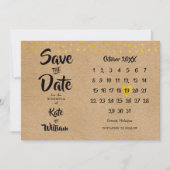 Rustic Boho Elegant Gold Heart Calendar Save The Date (Voorkant)