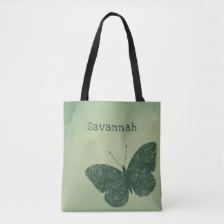 Rustic Boho Faded Green Butterfly Tas