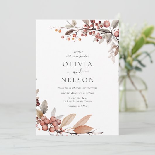 Rustic Boho Fall Wedding Kaart (Staand voorkant)