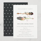 Rustic Boho Feather Floral Arrow Verloving Invite Bedankkaart (Voorkant / Achterkant)