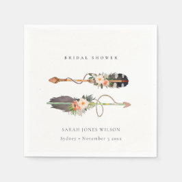 Rustic Boho Feather Floral Arrow Vrijgezellenfeest Servet