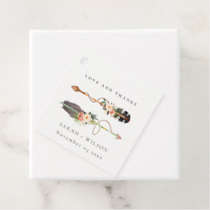 Rustic Boho Feather Floral Arrow Wedding Bedankt Bedankjes Labels