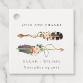 Rustic Boho Feather Floral Arrow Wedding Bedankt Bedankjes Labels (Voorkant)
