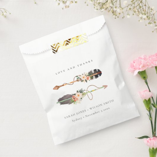 Rustic Boho Feather Floral Arrow Wedding Bedankt Bedankzakje (Gezegeld)