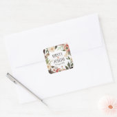 Rustic Boho Feather Floral Wreath Wedding Sticker (Envelop)