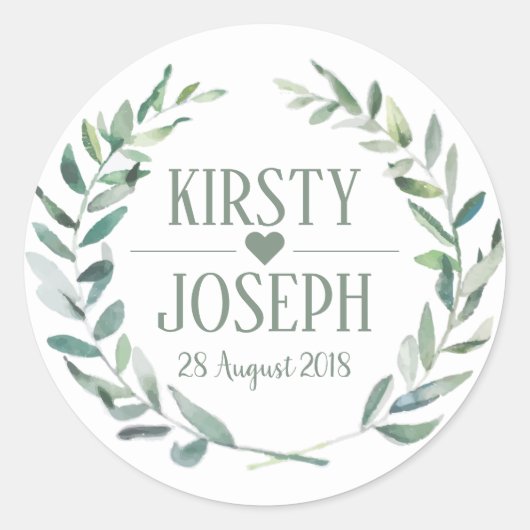 Rustic Boho Feather Floral Wreath Wedding Sticker (Voorkant)
