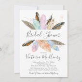 Rustic Boho Feathers Waterverf Vrijgezellenfeest Kaart (Voorkant)