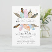 Rustic Boho Feathers Waterverf Vrijgezellenfeest Kaart (Staand voorkant)