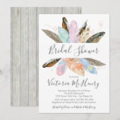 Rustic Boho Feathers Waterverf Vrijgezellenfeest Kaart (Voorkant / Achterkant)