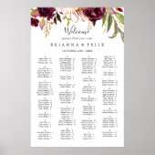 Rustic Boho Floral Alfabetical Seating Chart Poster (Voorkant)