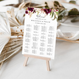 Rustic Boho Floral Alfabetical Seating Chart Poster