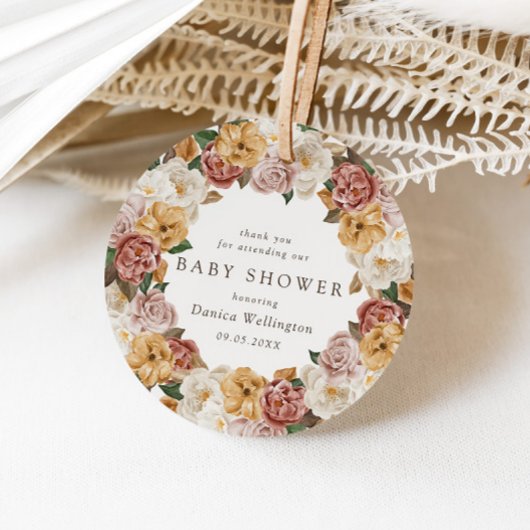 Rustic Boho Floral Autumn Baby shower Bedankjes Labels