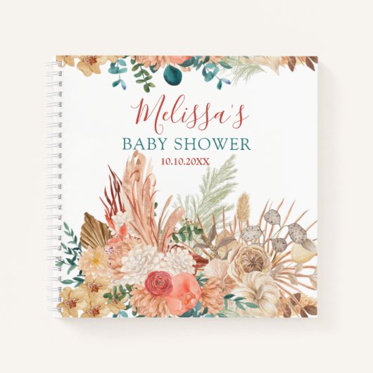 Rustic Boho Floral Baby shower Guest Notitieboek (Voorkant)