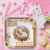Rustic Boho Floral Baby shower Papieren Bordje (Feest)