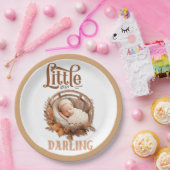 Rustic Boho Floral Baby shower Papieren Bordje (Feest)