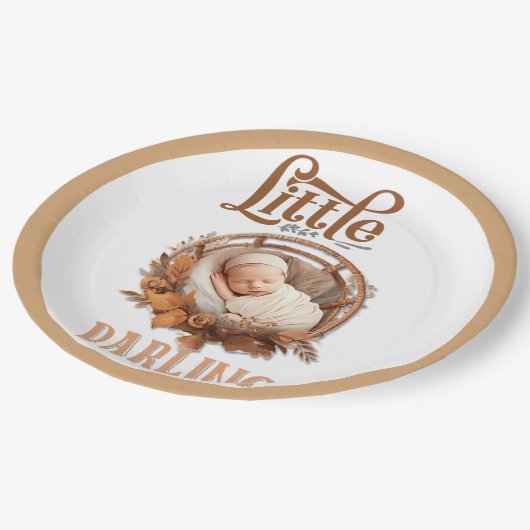 Rustic Boho Floral Baby shower Papieren Bordje (Gekanteld)