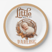 Rustic Boho Floral Baby shower Papieren Bordje (Voorkant)