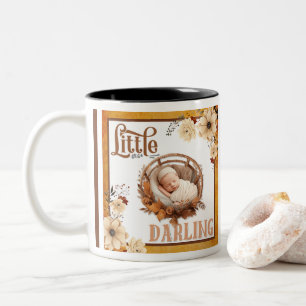 Rustic Boho Floral Baby shower Tweekleurige Koffiemok
