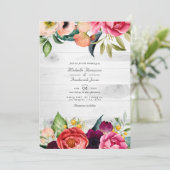 Rustic Boho Floral Bohemian QR Code RSVP Weddensch Kaart (Staand voorkant)