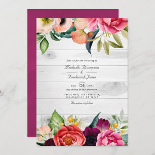 Rustic Boho Floral Bohemian QR Code RSVP Weddensch Kaart