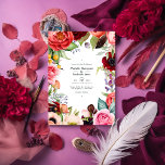 Rustic Boho Floral Bohemian Wedding Uitnodiging<br><div class="desc">Boho floral bohemian bruiloft-uitnodiging met pony- en anemonenbloemen,  greenery en veren in accenten van bruine pruimen en roze. Ideaal voor een bepaald thema of een tuinbruiloft.</div>