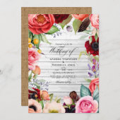 Rustic Boho Floral Bohemian Wedding Uitnodiging (Voorkant / Achterkant)