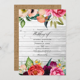 Rustic Boho Floral Bohemian Wedding Uitnodiging
