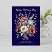 Rustic Boho Floral Bouquet Happy Moederdag Folie Feestdagenkaart (Staand Voorkant)